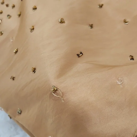 Bundle-Gold Strapless Party Dress with Scarf & Heels - Picture 12 of 14